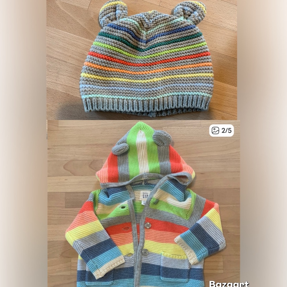 Baby Gap - rainbow striped sweater and hat